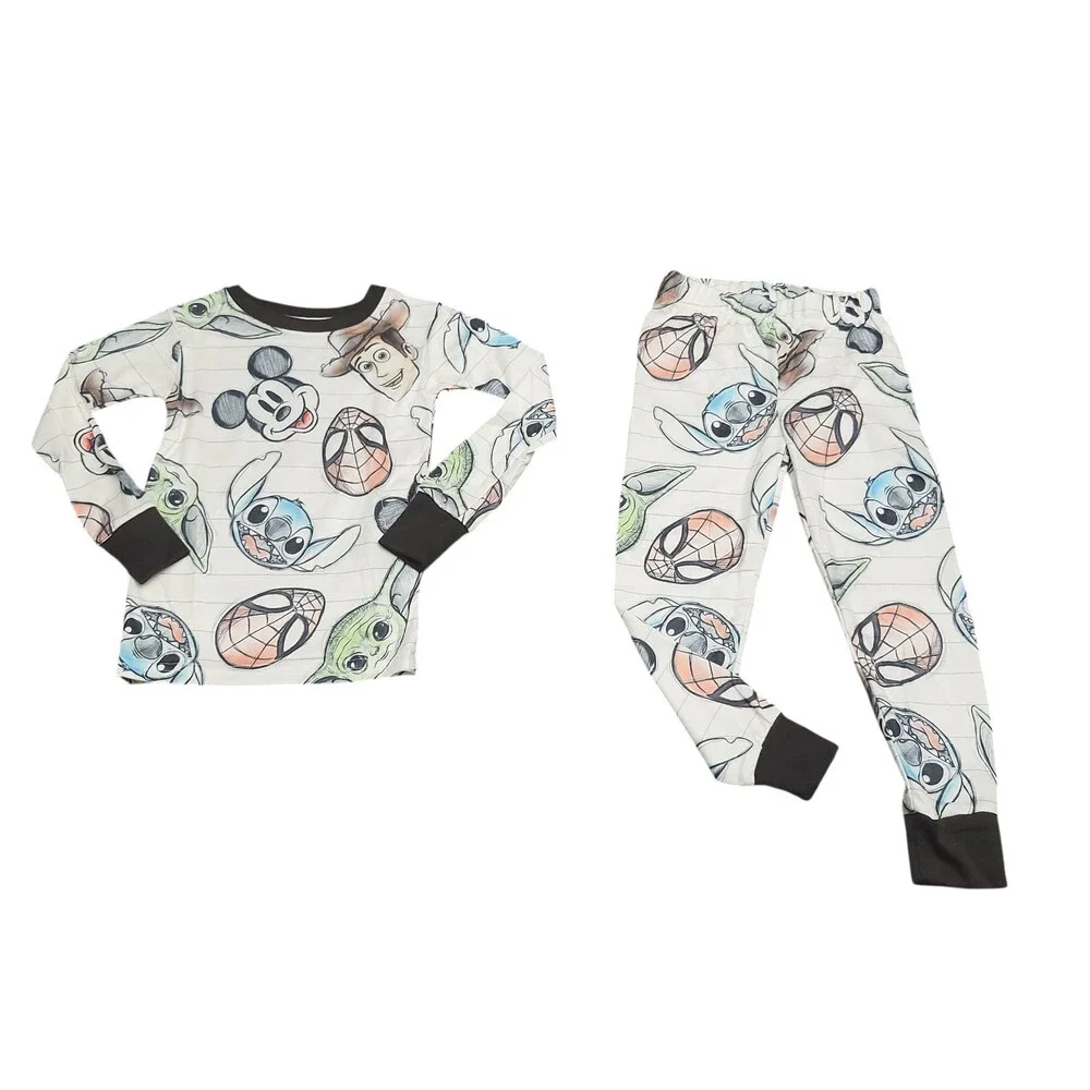 Disney 100 Kids Boys Girls Printed Top Pants Pajama Set Size 4